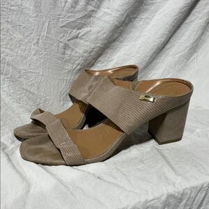Calvin Klein Taupe Block Heel Mules